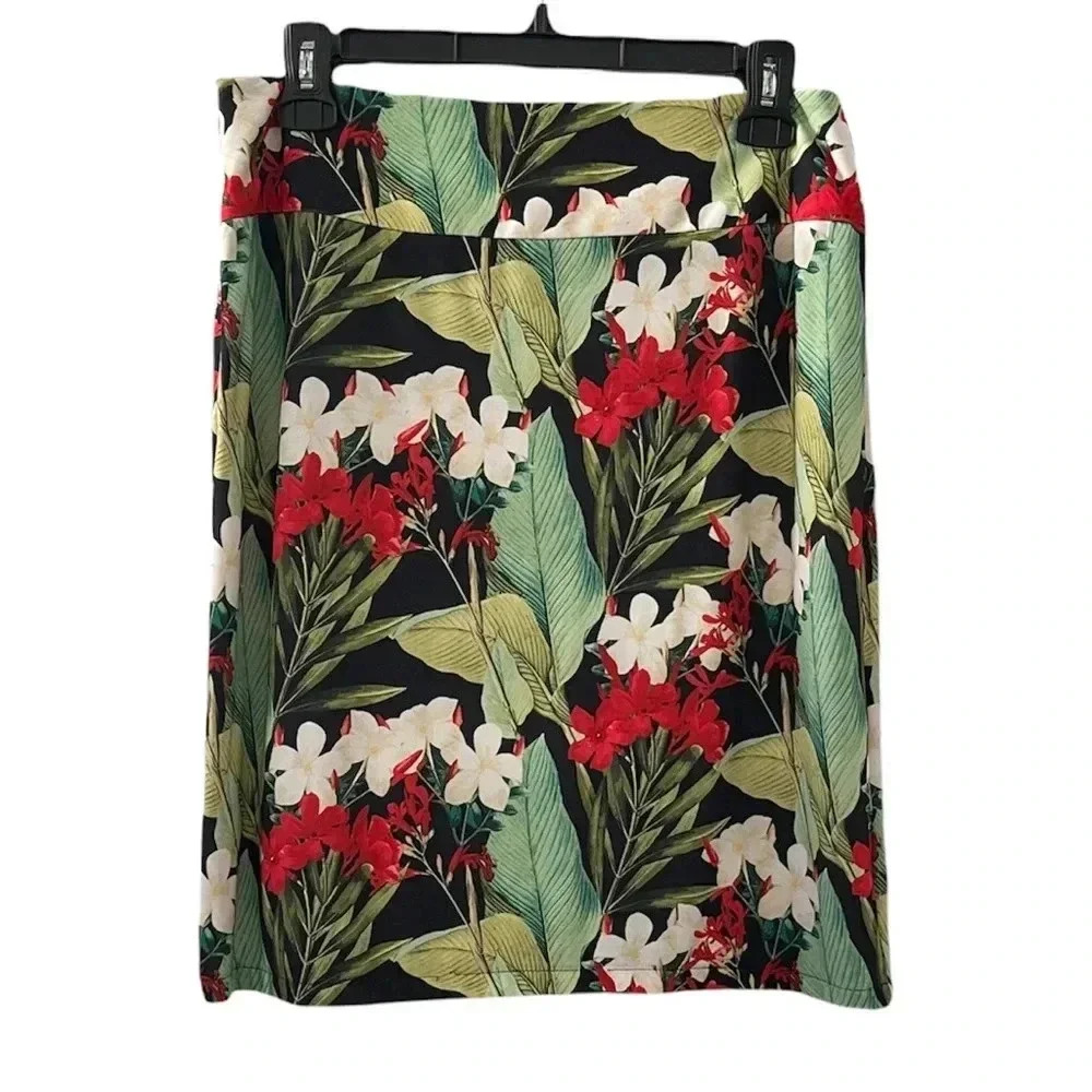 Boston Proper Floral Faux Wrap Skirt - Picture 2 of 7